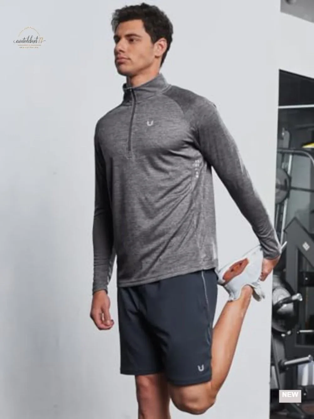 Men's Quarter Zip Pullover Athletic Running Shirt Long Sleeve Quick Dry